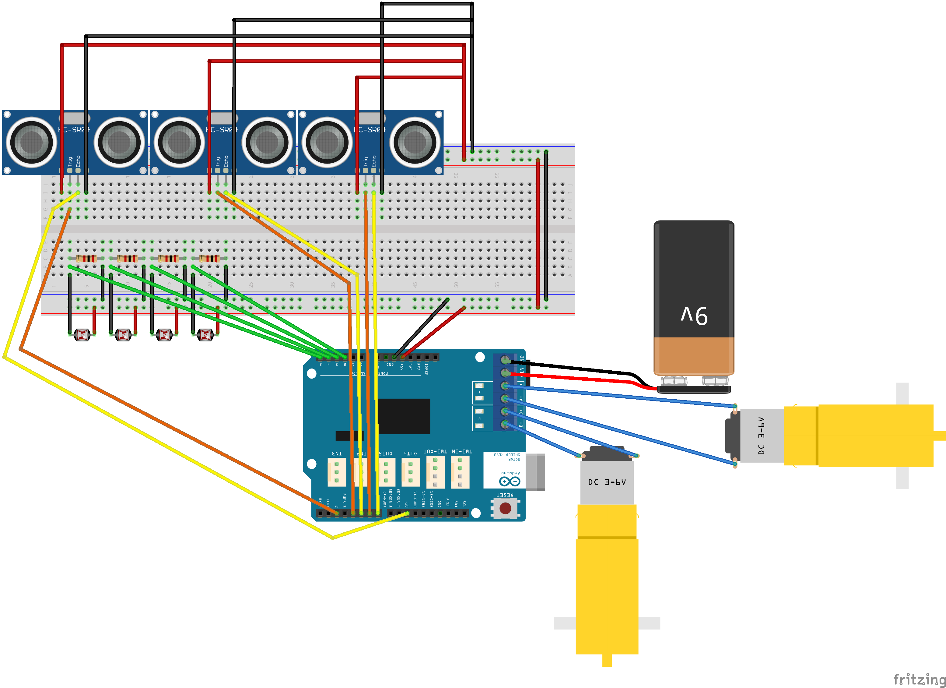 Le routage du PCB sur une carte de protypage de type Breadboard.